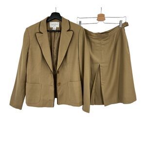 Jones New York Suit sz 6 jacket skirt wool camel lined vintage 1990's 2 pieces